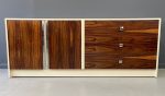 Milo Baughman Style Lacquer and Rosewood Credenza Chrome Accents Mid Century Sale