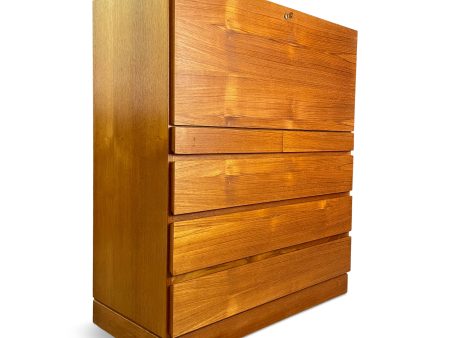 Danish Modern Arne Wahl Iversen Tall Teak Desk with Drawers for Storage Online Sale