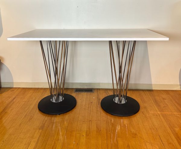 Leland International Marquette Table W  Stainless Steel Double Pedestal Form Online Hot Sale