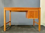 Petite Mid Century Teak Danish Desk with Sliding Drawers and Exposed Joinery Sale