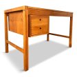 Petite Mid Century Teak Danish Desk with Sliding Drawers and Exposed Joinery Sale