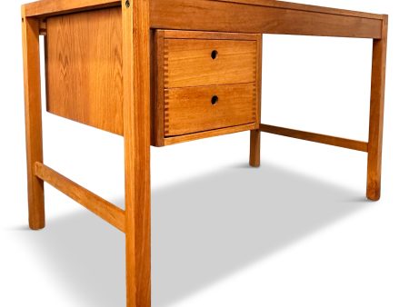 Petite Mid Century Teak Danish Desk with Sliding Drawers and Exposed Joinery Sale