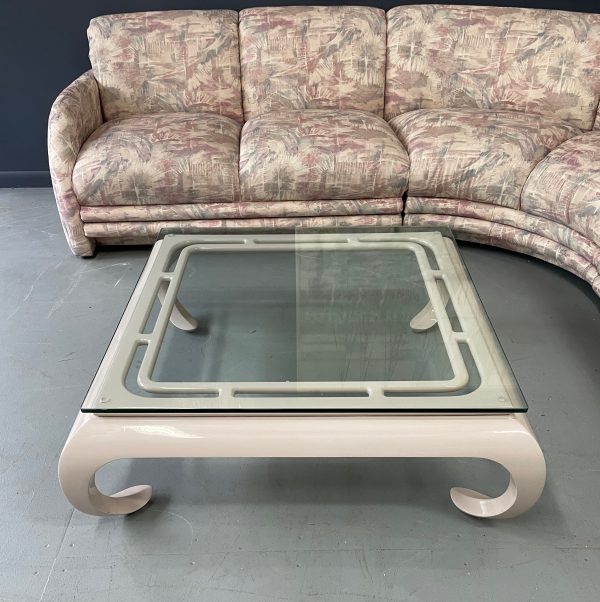 Hollywood Regency Lacquered Asian Influenced Coffee Table in Dusty Rose Online