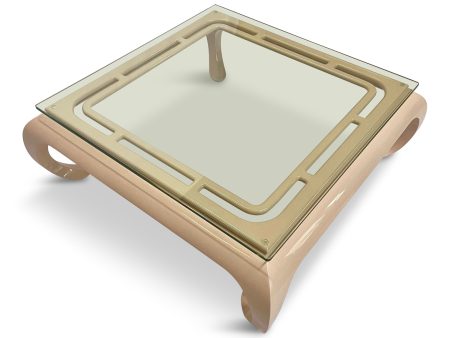 Hollywood Regency Lacquered Asian Influenced Coffee Table in Dusty Rose Online