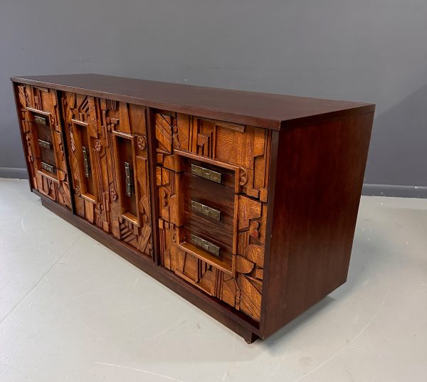 Brutalist Lane Pueblo Style Dresser with Matching Double Mirror Mid Century Online now