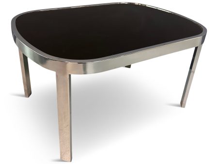 Milo Baughman Black Glass Racetrack Side Table for Design Institute of America Hot on Sale