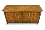 1950s Neoclassical Revival Sideboard in Pecan and Burl with Brass Scroll Details For Cheap