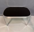 Milo Baughman Black Glass Racetrack Side Table for Design Institute of America Hot on Sale