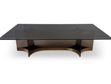 Alessandro Albrizzzi Smoked Glass and Patinated Brass with Lucite Coffee Table Online