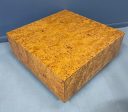 Burl Coffee Table on a Plinth Base in The Style of Milo Baughman Mid Century on Sale