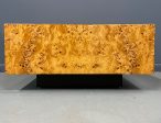 Burl Coffee Table on a Plinth Base in The Style of Milo Baughman Mid Century on Sale