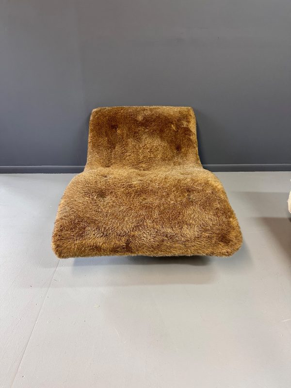 Adrian Pearsall Style 1970s Wave Lounge Chair in a Fun Faux Fur Mid Century Online Hot Sale