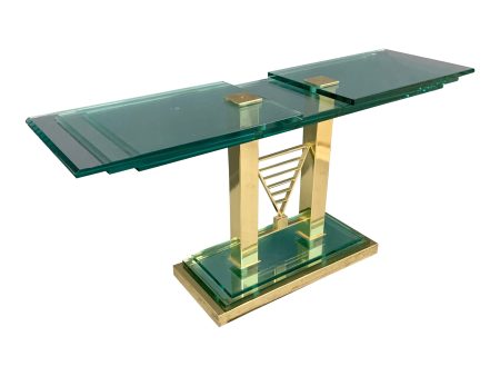 Postmodern Console Table in Glass and Brass By DIA Online now