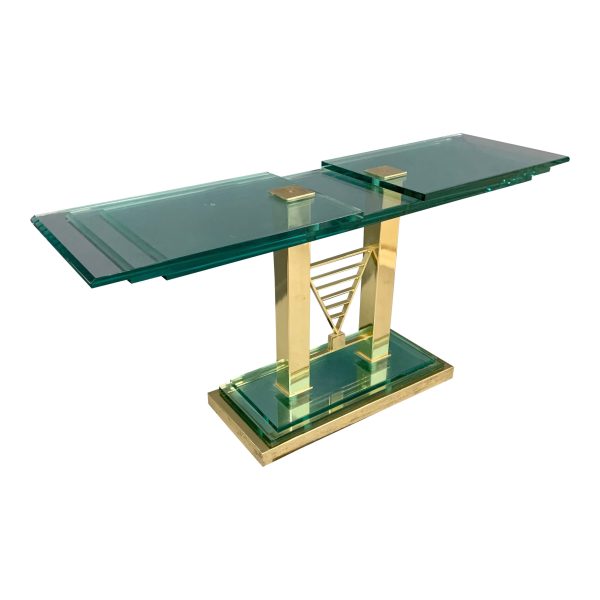 Postmodern Console Table in Glass and Brass By DIA Online now