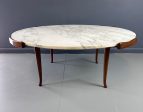 Erno Fabry Coffee Table in Carrara Marble and a Walnut Base with Curvacrous Legs Hot on Sale