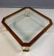 DIA Mahogany and Brass Square Coffee Table Milo Baughman Style Mid Century Fashion