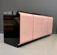 1980s Post Modern Laminate Four Door Credenza in Mauve with One Drawer & Shelves on Sale