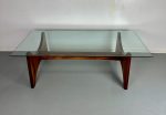 Rosewood and Glass Large Rectangular Mid Century Coffee Table by Torpe of Norway Discount