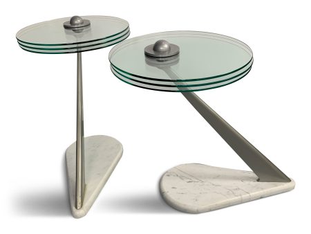 Postmodern Marble and Glass Drinks Tables by Bruce Kaiser of Kaiser Newman For Sale