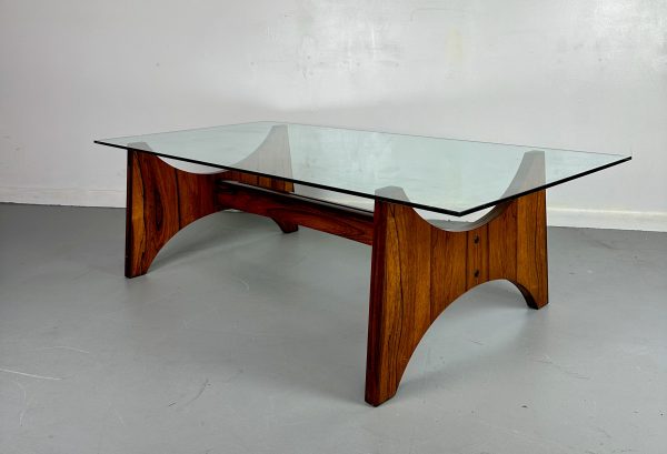 Rosewood and Glass Large Rectangular Mid Century Coffee Table by Torpe of Norway Discount