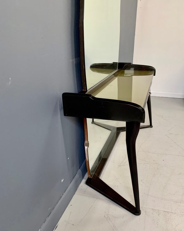 Italian Midcentury Vanity Console Table Cesare Lacca Style with Large Mirror Online Hot Sale