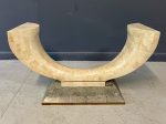 Maitland Smith Tessellated Fossil Stone and Brass Coffee Table Mid Century For Cheap