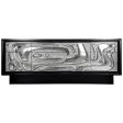 Sculptural Ebonized Credenza with Silver Leafed Front For Sale