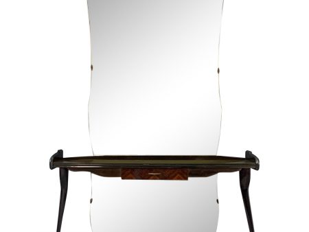 Italian Midcentury Vanity Console Table Cesare Lacca Style with Large Mirror Online Hot Sale