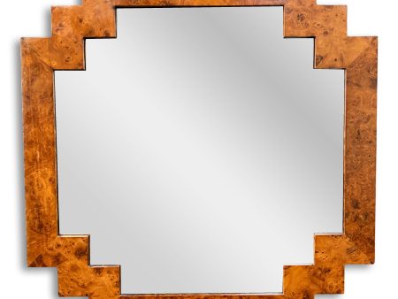 Burled Elmwood Geometric Mirror Italian by LaBarge Sale