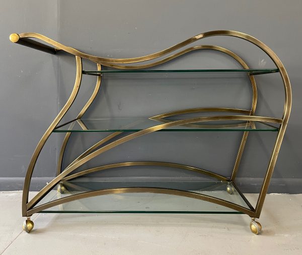 Curvaceous Bar Cart in Brass for Design Institute of America by Milo Baughman For Discount