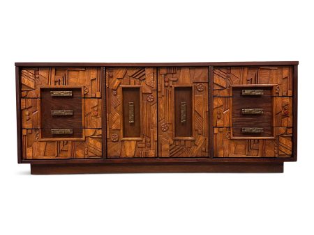 Brutalist Lane Pueblo Style Dresser with Matching Double Mirror Mid Century Online now