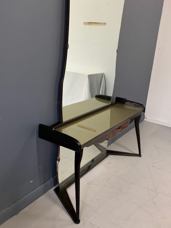 Italian Midcentury Vanity Console Table Cesare Lacca Style with Large Mirror Online Hot Sale