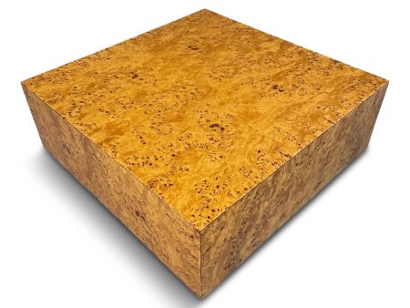 Burl Coffee Table on a Plinth Base in The Style of Milo Baughman Mid Century on Sale