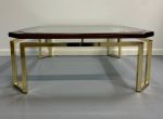 DIA Mahogany and Brass Square Coffee Table Milo Baughman Style Mid Century Fashion