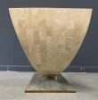 Maitland Smith Tessellated Fossil Stone and Brass Coffee Table Mid Century For Cheap