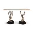 Leland International Marquette Table W  Stainless Steel Double Pedestal Form Online Hot Sale