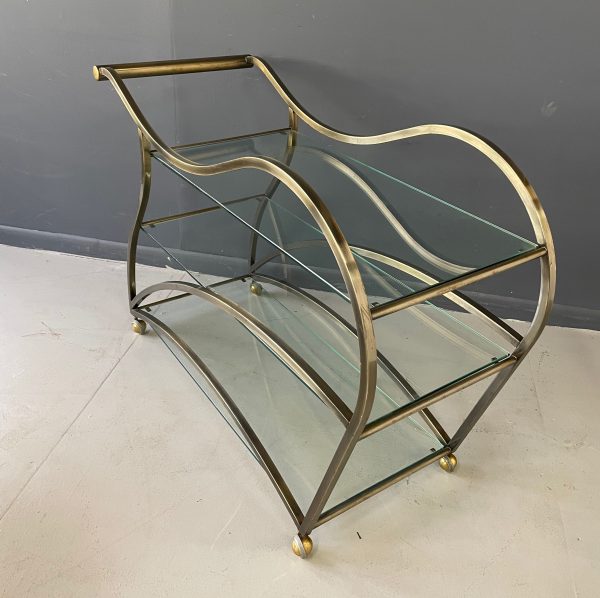 Curvaceous Bar Cart in Brass for Design Institute of America by Milo Baughman For Discount