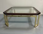 DIA Mahogany and Brass Square Coffee Table Milo Baughman Style Mid Century Fashion