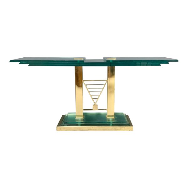 Postmodern Console Table in Glass and Brass By DIA Online now