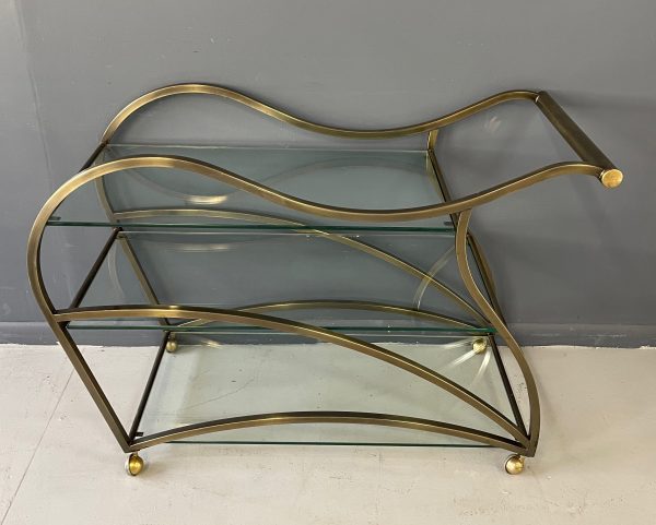 Curvaceous Bar Cart in Brass for Design Institute of America by Milo Baughman For Discount