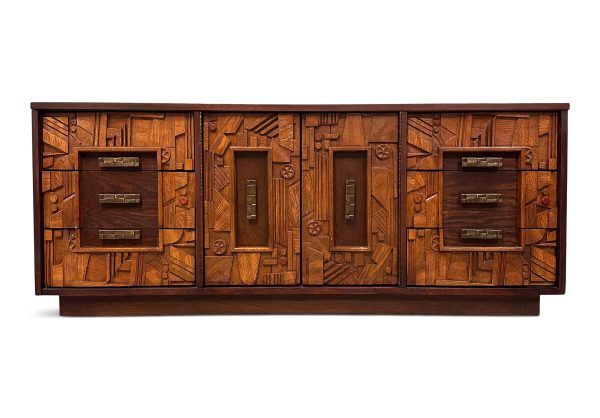 Brutalist Lane Pueblo Style Dresser with Matching Double Mirror Mid Century Online now