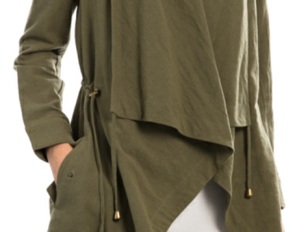 Olive All Over Me Solid Draped Collar Jacket Fashion